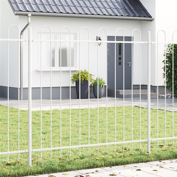 Grote foto vidaxl tuinhek met boog 1 7x1 5 m staal wit tuin en terras hekken en schuttingen
