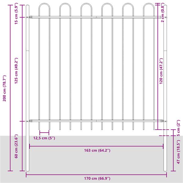 Grote foto vidaxl tuinhek met boog 1 7x1 5 m staal wit tuin en terras hekken en schuttingen