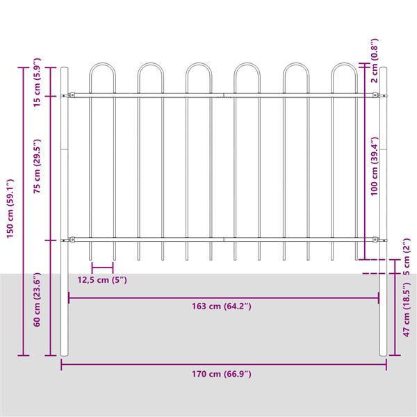 Grote foto vidaxl tuinhek met boog 1 7x1 m staal wit tuin en terras hekken en schuttingen