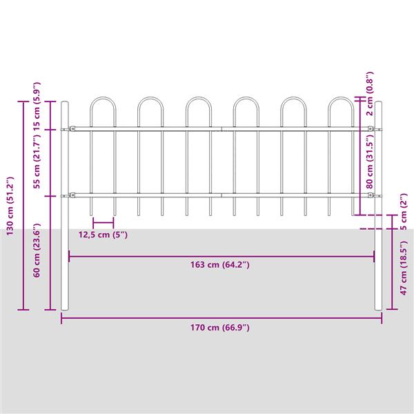 Grote foto vidaxl tuinhek met boog 1 7x0 8 m staal wit tuin en terras hekken en schuttingen