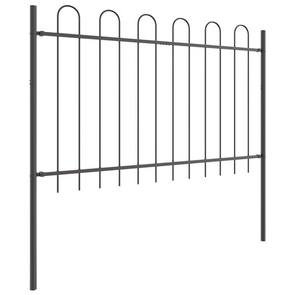 Grote foto vidaxl tuinhek met boog 1 7x1 2 m staal grijs tuin en terras hekken en schuttingen