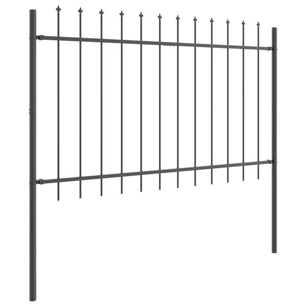 Grote foto vidaxl tuinhek met punten 1 7x1 2 m staal grijs tuin en terras hekken en schuttingen