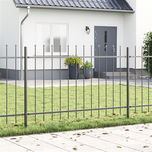 Grote foto vidaxl tuinhek met punten 1 7x1 m staal grijs tuin en terras hekken en schuttingen