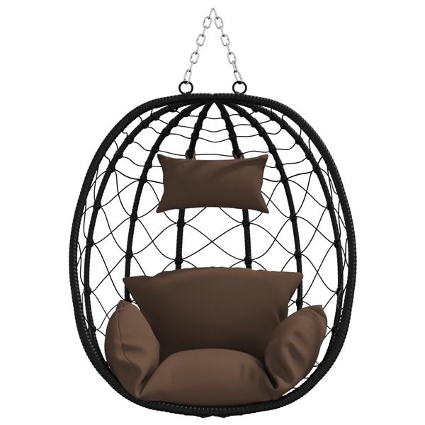 Grote foto vidaxl hangende eivormige stoel zonder stand koffie poly rattan tuin en terras tuinmeubelen