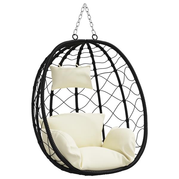 Grote foto vidaxl hangende eivormige stoel mand zonder stand cr me wit van poly rattan tuin en terras tuinmeubelen