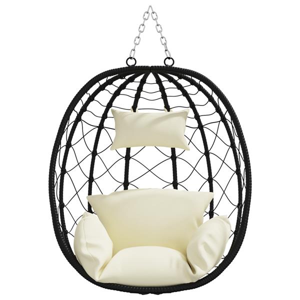 Grote foto vidaxl hangende eivormige stoel mand zonder stand cr me wit van poly rattan tuin en terras tuinmeubelen