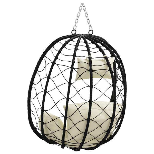 Grote foto vidaxl hangende eivormige stoel mand zonder stand cr me wit van poly rattan tuin en terras tuinmeubelen