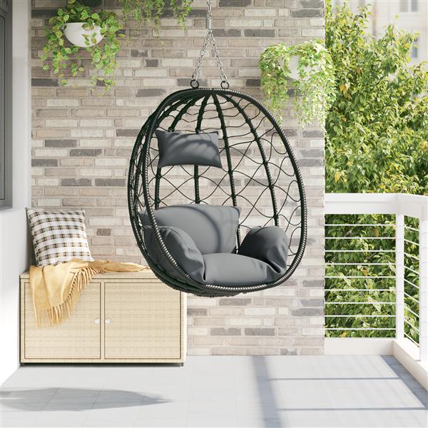 Grote foto vidaxl hangende eierenstoel mand zonder standaard anthraciet poly rattan tuin en terras tuinmeubelen