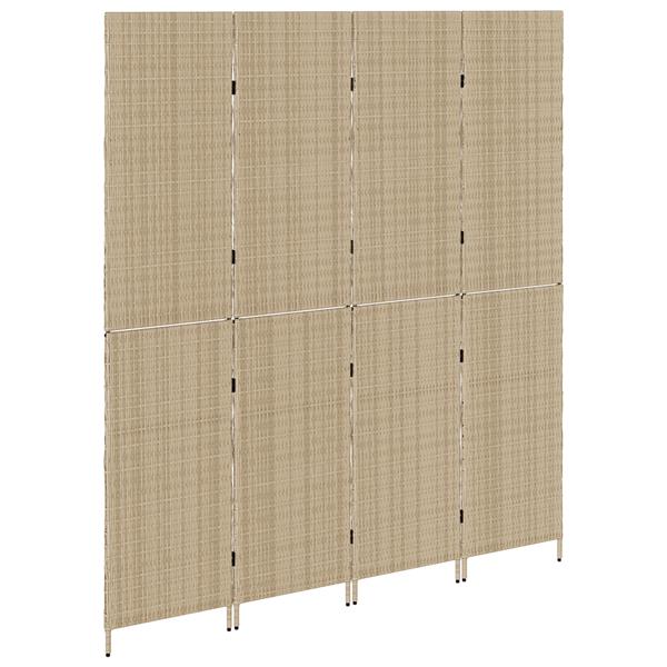 Grote foto vidaxl kamerscherm 4 panelen inklapbaar 196x200 cm poly rattan beige huis en inrichting overige huis en inrichting