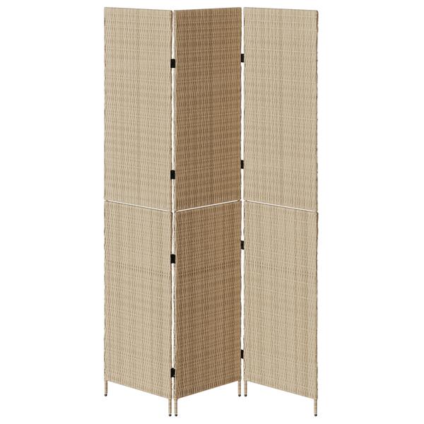 Grote foto vidaxl kamerscherm 3 panelen inklapbaar 196x200 cm poly rattan beige huis en inrichting overige huis en inrichting