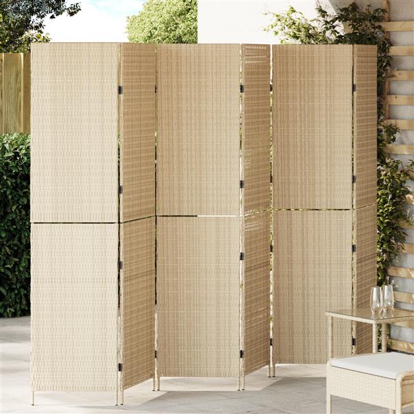 Grote foto vidaxl kamerscherm 6 panelen inklapbaar 294x180 cm poly rattan beige huis en inrichting overige huis en inrichting