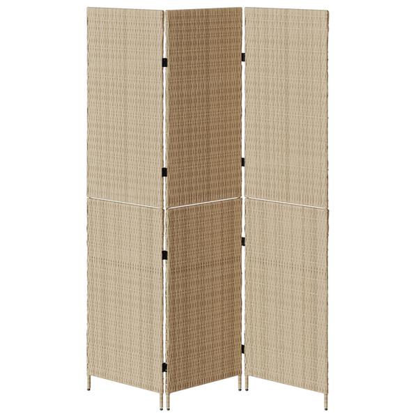 Grote foto vidaxl kamerscherm 3 panelen inklapbaar 147x180 cm poly rattan beige huis en inrichting overige huis en inrichting