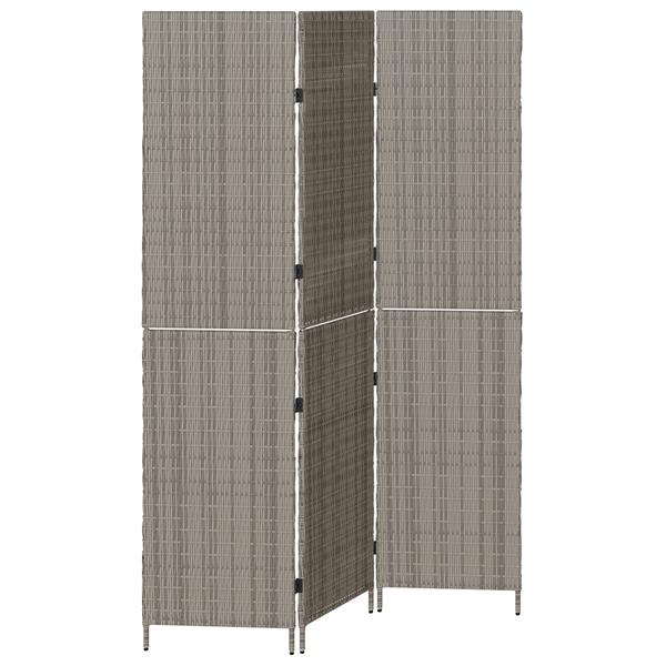 Grote foto vidaxl kamerscherm 3 panelen inklapbaar 147x180 cm poly rattan grijs huis en inrichting overige huis en inrichting