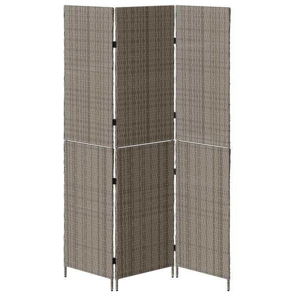 Grote foto vidaxl kamerscherm 3 panelen inklapbaar 147x180 cm poly rattan grijs huis en inrichting overige huis en inrichting