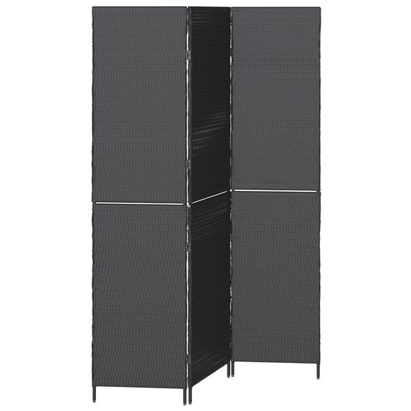 Grote foto vidaxl kamerscherm 3 panelen inklapbaar 146x180 cm poly rattan zwart huis en inrichting overige huis en inrichting