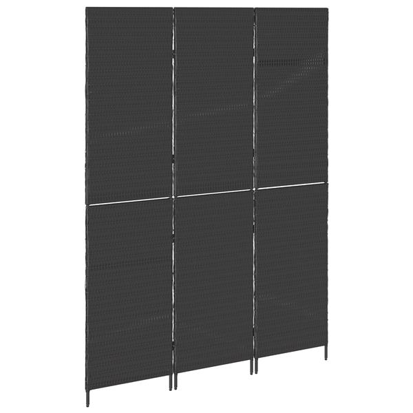 Grote foto vidaxl kamerscherm 3 panelen inklapbaar 146x180 cm poly rattan zwart huis en inrichting overige huis en inrichting