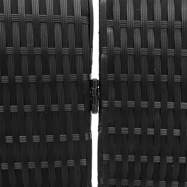Grote foto vidaxl kamerscherm 3 panelen inklapbaar 146x180 cm poly rattan zwart huis en inrichting overige huis en inrichting