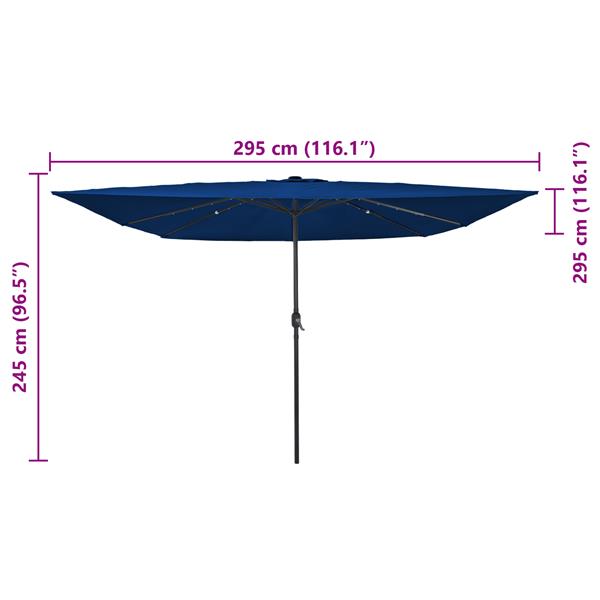Grote foto vidaxl parasol vierkant met led verlichting 295x245 cm azuurblauw tuin en terras overige tuin en terras