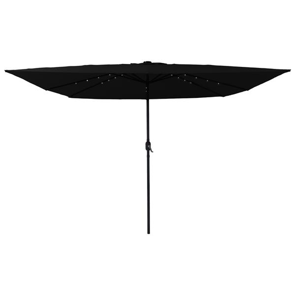 Grote foto vidaxl parasol vierkant met led verlichting 295x245 cm zwart tuin en terras overige tuin en terras