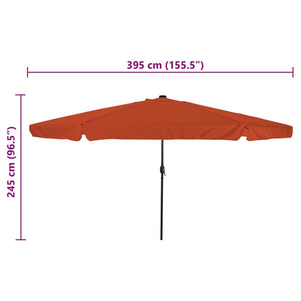 Grote foto vidaxl parasol met led verlichting 395x245 cm terracottakleurig tuin en terras overige tuin en terras