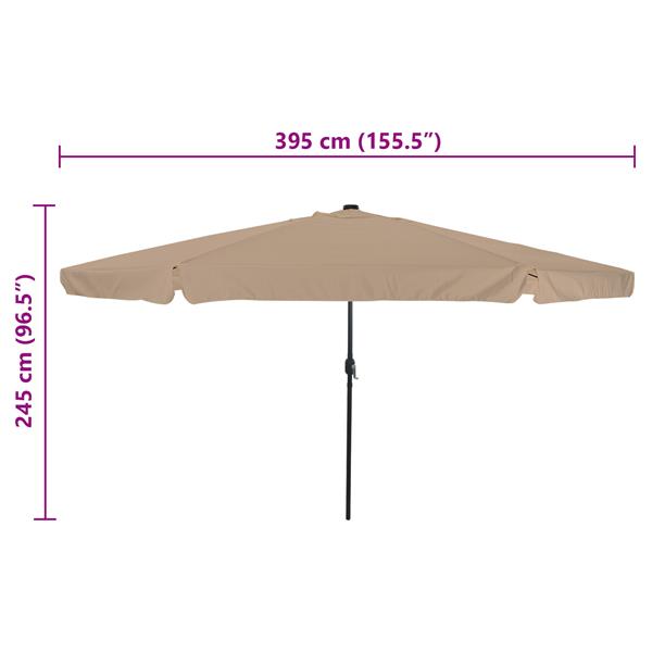 Grote foto vidaxl parasol met led verlichting 395x245 cm taupe tuin en terras overige tuin en terras