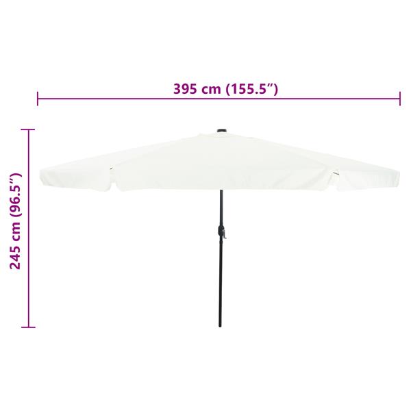Grote foto vidaxl parasol met led verlichting 395x245 cm zandwit tuin en terras overige tuin en terras