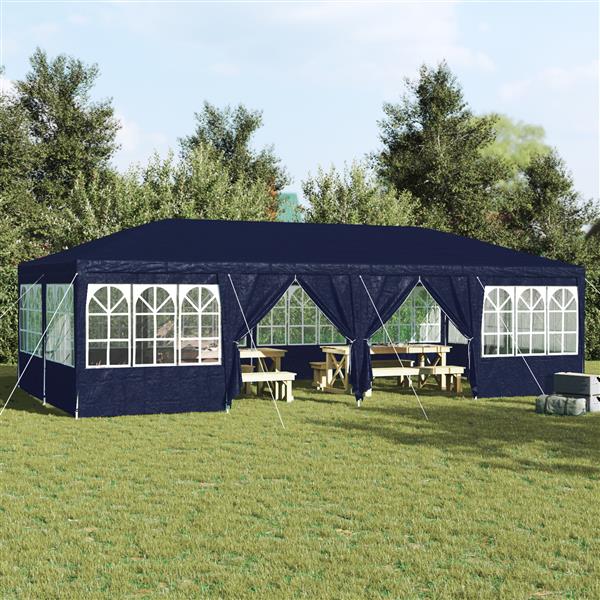 Grote foto vidaxl partytent met 12 zijwanden blauw 8x4 m pe tuin en terras overige tuin en terras