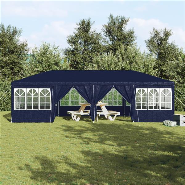 Grote foto vidaxl partytent met 12 zijwanden blauw 8x4 m pe tuin en terras overige tuin en terras
