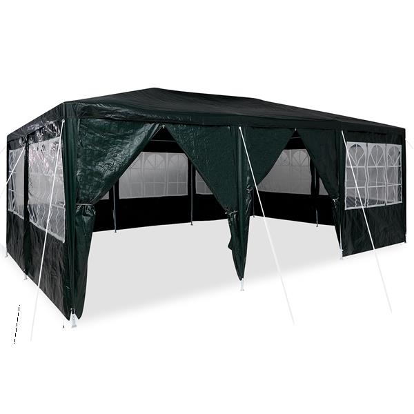 Grote foto vidaxl partytent met 10 zijkanten groen 6x4 m pe tuin en terras overige tuin en terras