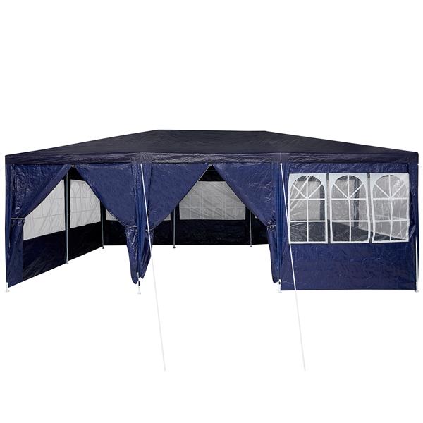 Grote foto vidaxl partytent met 10 zijwanden blauw 6x4 m pe tuin en terras overige tuin en terras