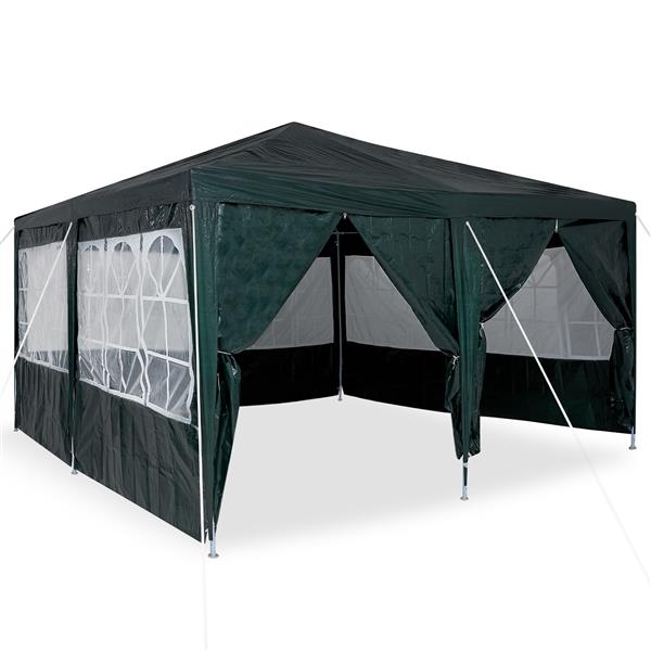 Grote foto vidaxl partytent met 8 zijwanden groen 4x4 m pe tuin en terras overige tuin en terras