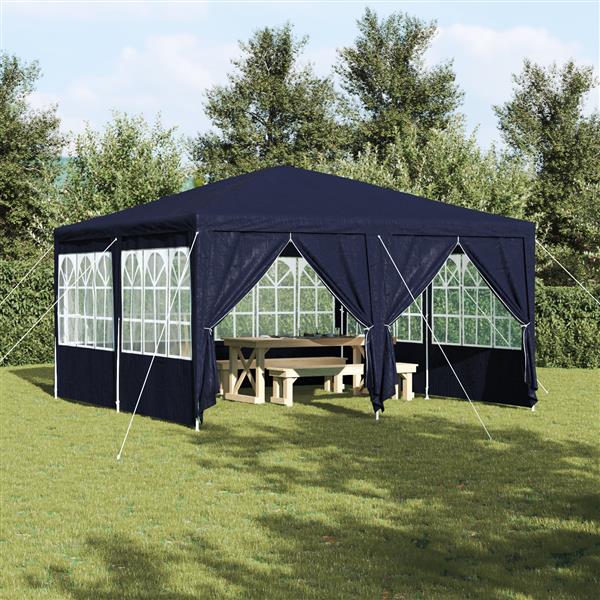 Grote foto vidaxl partytent met 8 zijwanden blauw 4x4 m pe tuin en terras overige tuin en terras