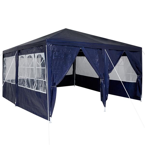 Grote foto vidaxl partytent met 8 zijwanden blauw 4x4 m pe tuin en terras overige tuin en terras