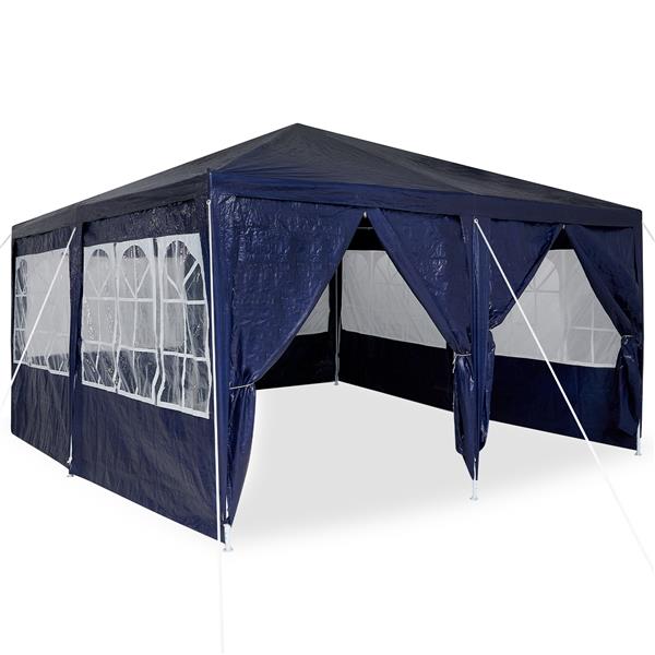 Grote foto vidaxl partytent met 8 zijwanden blauw 4x4 m pe tuin en terras overige tuin en terras