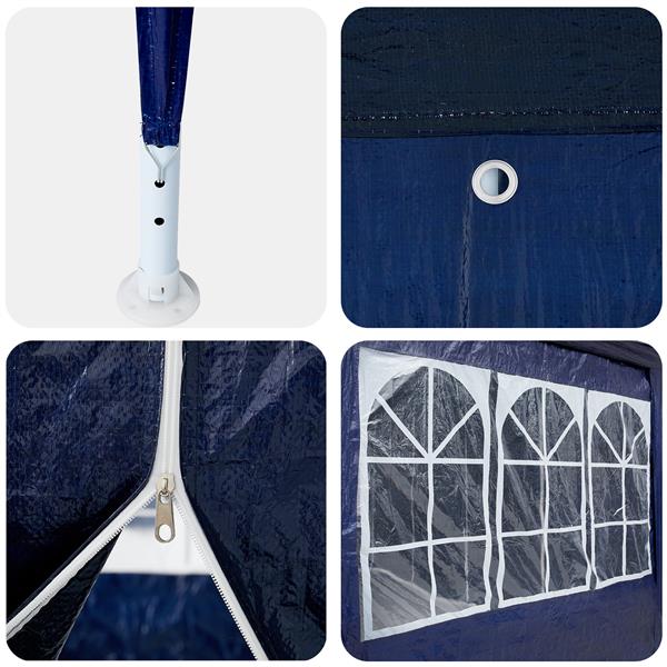 Grote foto vidaxl partytent met 8 zijwanden blauw 4x4 m pe tuin en terras overige tuin en terras