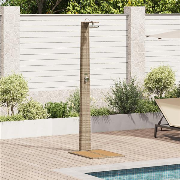 Grote foto vidaxl tuindouche beige 60x80x214 cm poly rattan tuin en terras zwembaden toebehoren