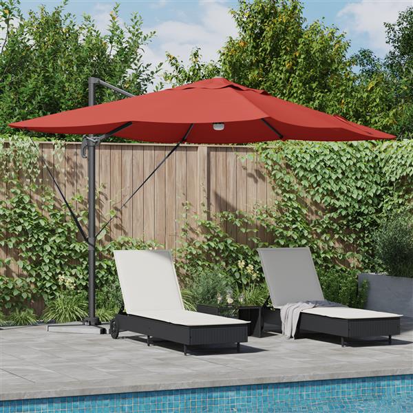 Grote foto vidaxl cantilever roma parasol met led terracotta 352x251x265 cm aluminium tuin en terras overige tuin en terras