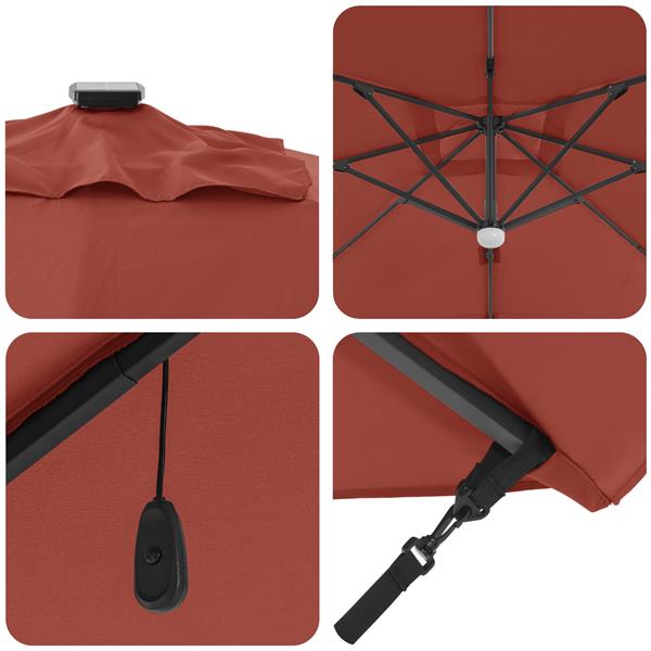 Grote foto vidaxl cantilever roma parasol met led terracotta 352x251x265 cm aluminium tuin en terras overige tuin en terras