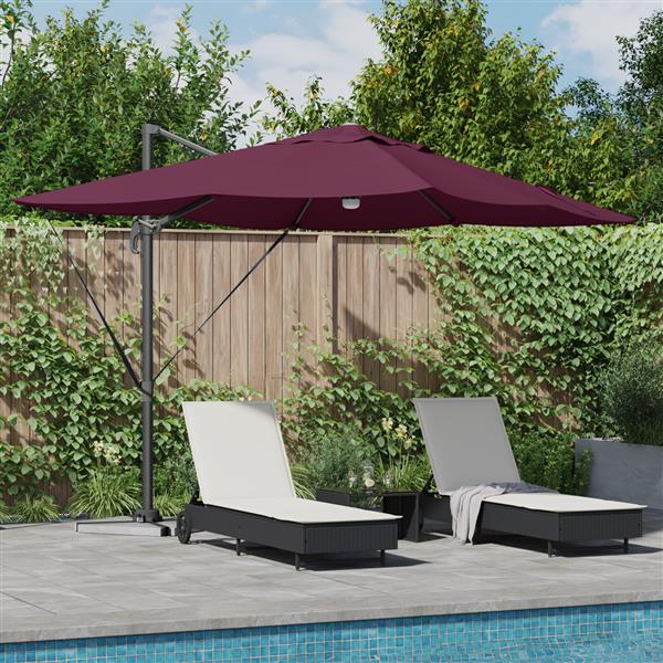 Grote foto vidaxl vrijstaande roma parasol met led bordeauxrood 352x251x265 cm van aluminium tuin en terras overige tuin en terras