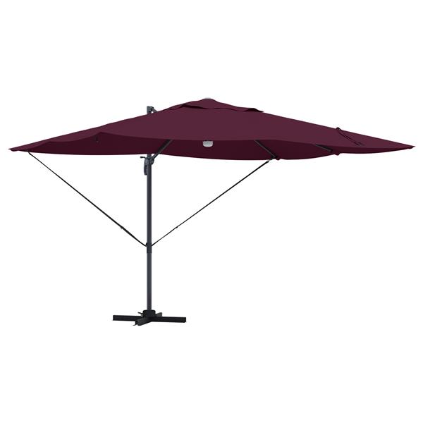Grote foto vidaxl vrijstaande roma parasol met led bordeauxrood 352x251x265 cm van aluminium tuin en terras overige tuin en terras