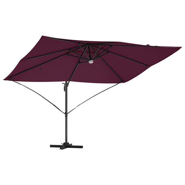 Grote foto vidaxl vrijstaande roma parasol met led bordeauxrood 352x251x265 cm van aluminium tuin en terras overige tuin en terras