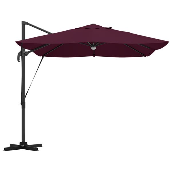 Grote foto vidaxl vrijstaande roma parasol met led bordeauxrood 352x251x265 cm van aluminium tuin en terras overige tuin en terras