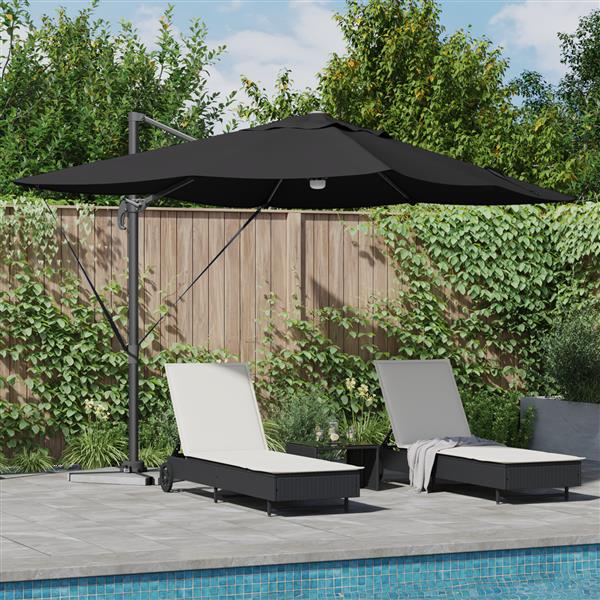 Grote foto vidaxl cantilever roma parasol met led zwart 352x251x265 cm van aluminium tuin en terras overige tuin en terras