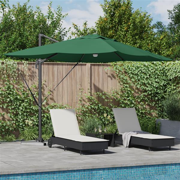 Grote foto vidaxl cantilever roma parasol met led groen 352x251x265 cm aluminium tuin en terras overige tuin en terras