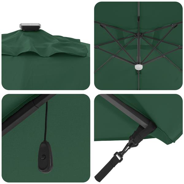 Grote foto vidaxl cantilever roma parasol met led groen 352x251x265 cm aluminium tuin en terras overige tuin en terras