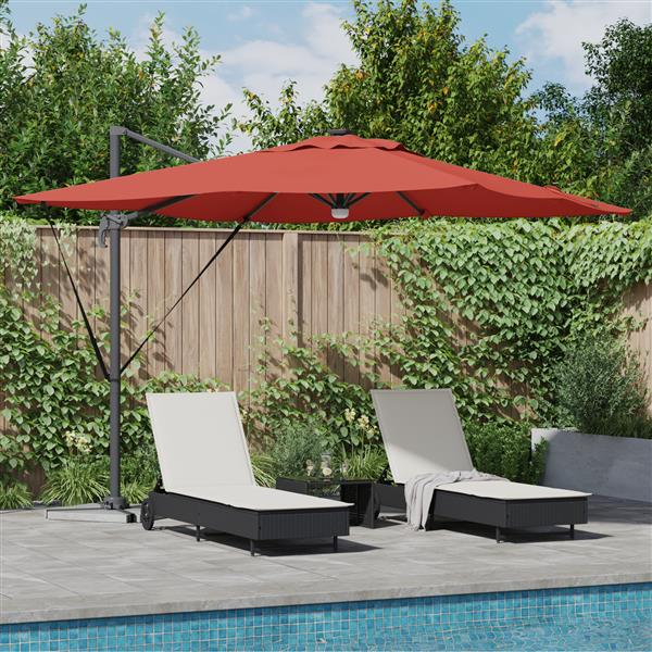 Grote foto vidaxl cantilever roma parasol met led terracotta 286x285x270 cm aluminium tuin en terras overige tuin en terras