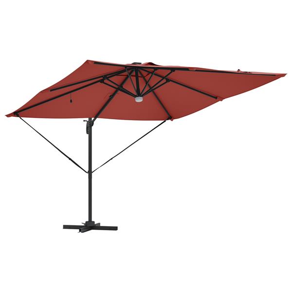 Grote foto vidaxl cantilever roma parasol met led terracotta 286x285x270 cm aluminium tuin en terras overige tuin en terras