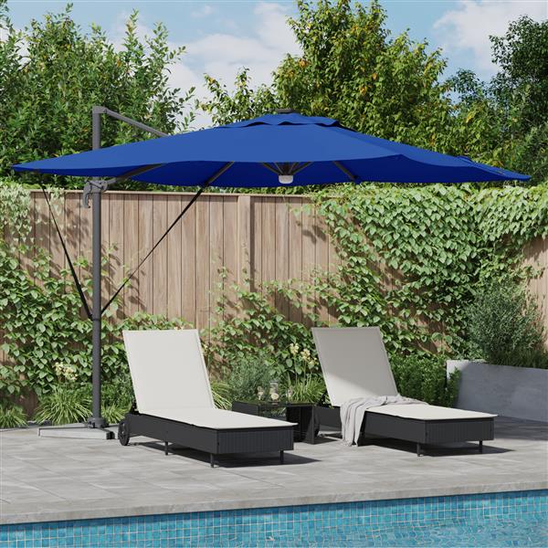 Grote foto vidaxl cantilever roma parasol met led in azure blauw 286x285x270 cm van aluminium tuin en terras overige tuin en terras