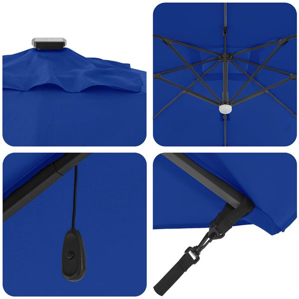 Grote foto vidaxl cantilever roma parasol met led in azure blauw 286x285x270 cm van aluminium tuin en terras overige tuin en terras