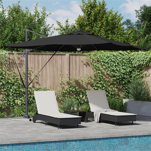 Grote foto vidaxl cantilever roma parasol met led zwart 286x285x270 cm van aluminium tuin en terras overige tuin en terras
